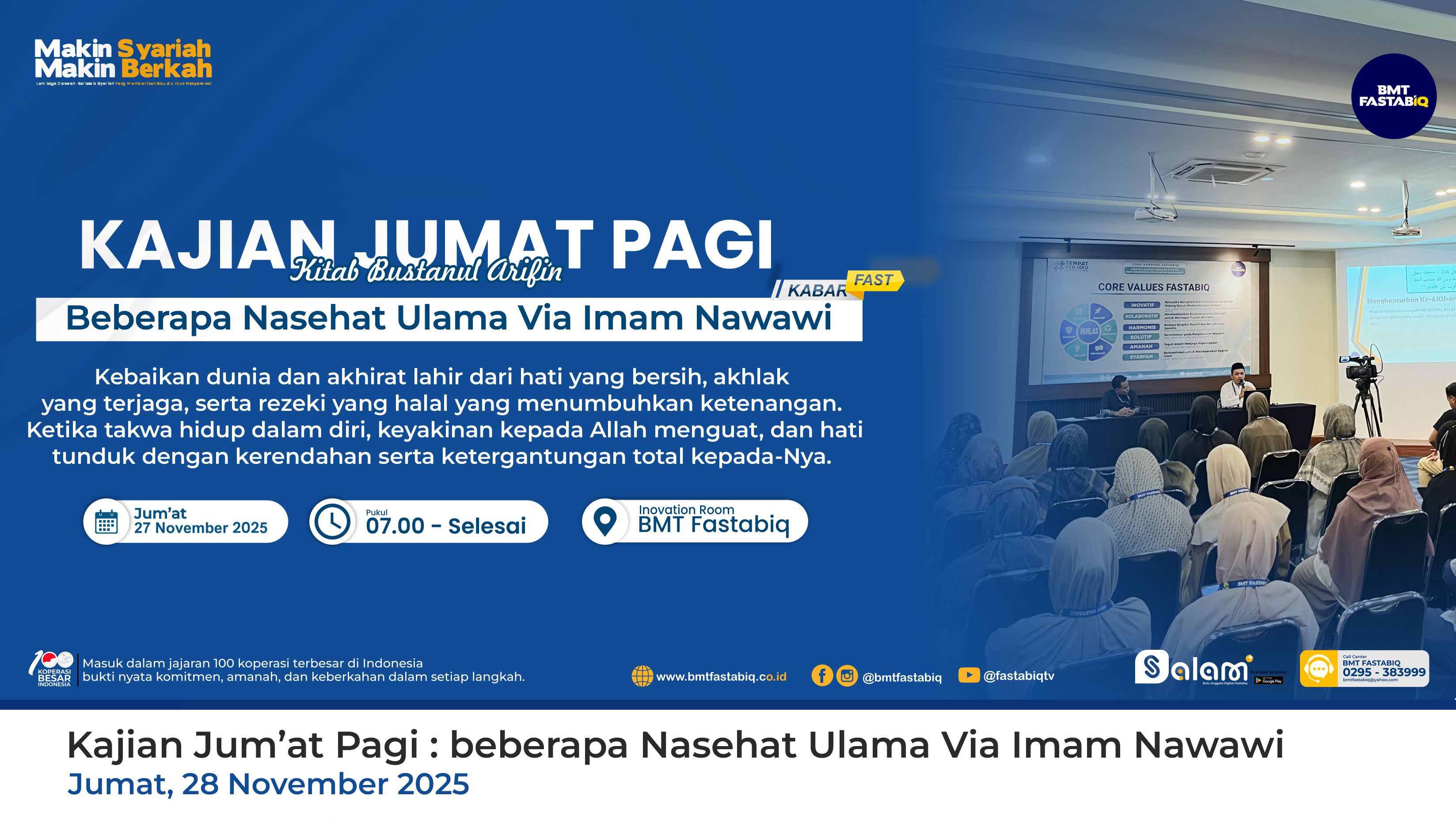 Kajian Jum’at Pagi : beberapa Nasehat Ulama Via Imam Nawawi 